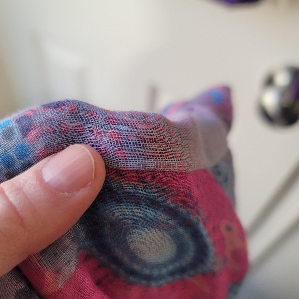 Vibrant Pink & Blue Infinity Scarf, 100% Viscose - Picture 4 of 8